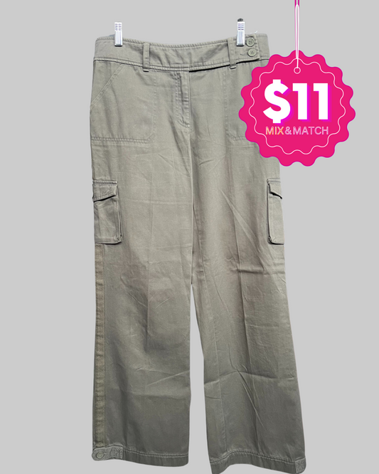 New York & Company Women's Khaki Cotton Cargo Pants