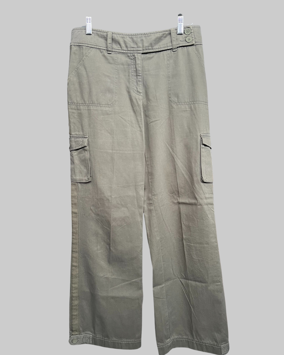 New York & Company Women's Khaki Cotton Cargo Pants