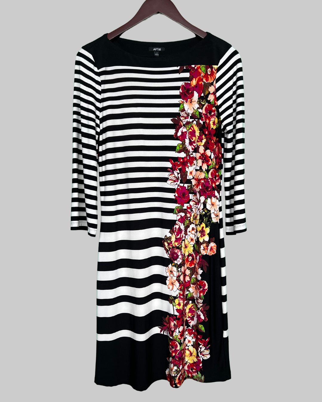 APT.9 Stripe Floral Side Print Midi Dress