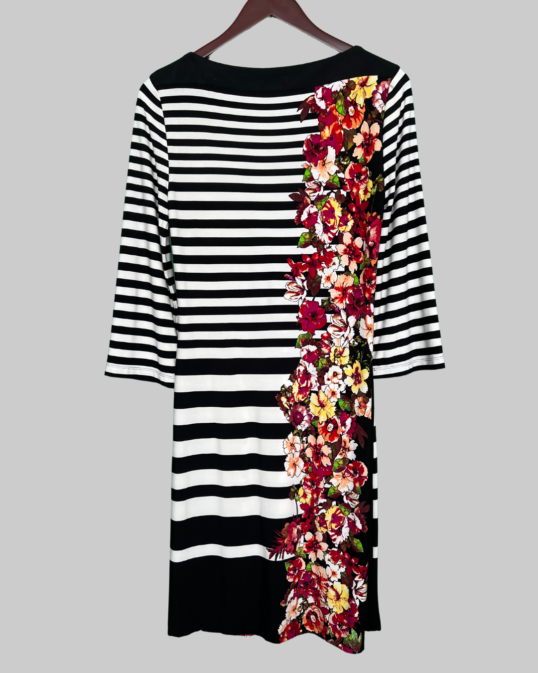 APT.9 Stripe Floral Side Print Midi Dress