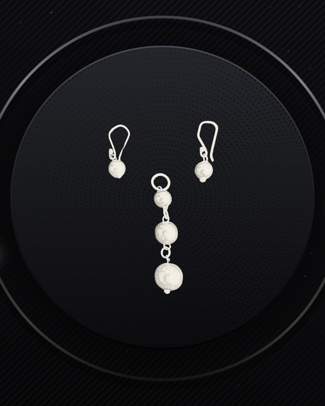 925 Sterling Silver Dangling Earrings & Pendant Set