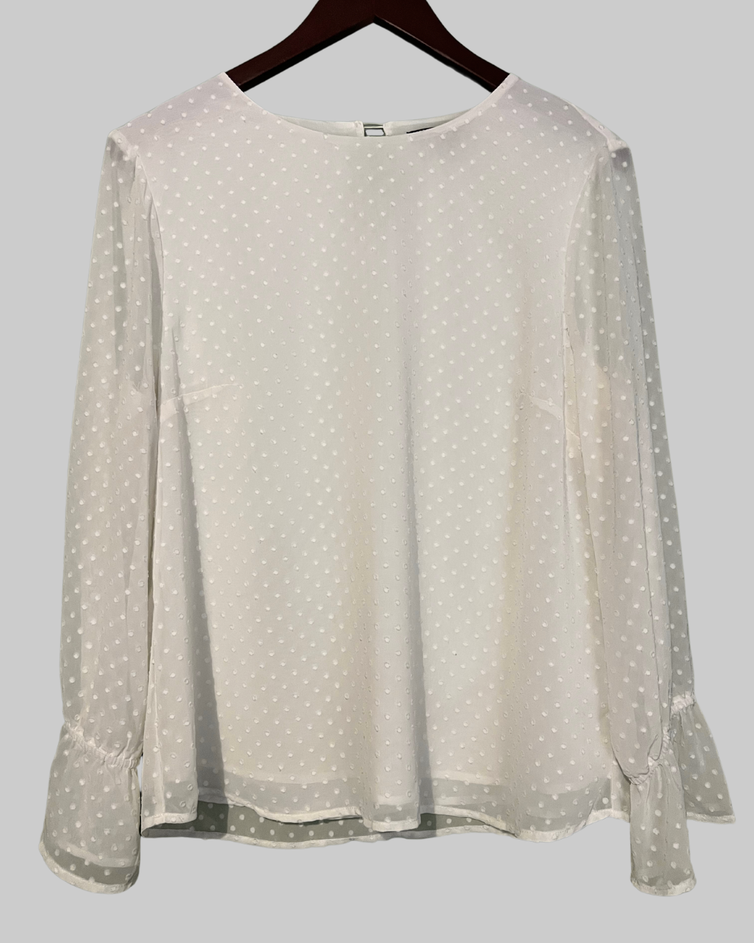 Banana Republic Ivory Polka Dot Long Sleeve Blouse