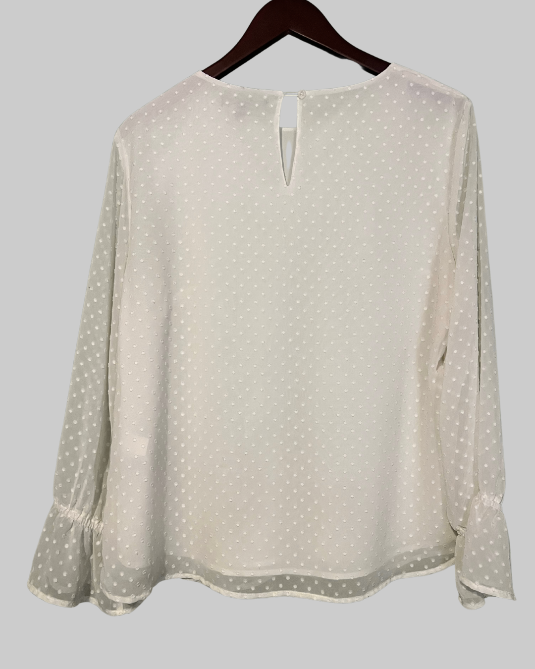 Banana Republic Ivory Polka Dot Long Sleeve Blouse