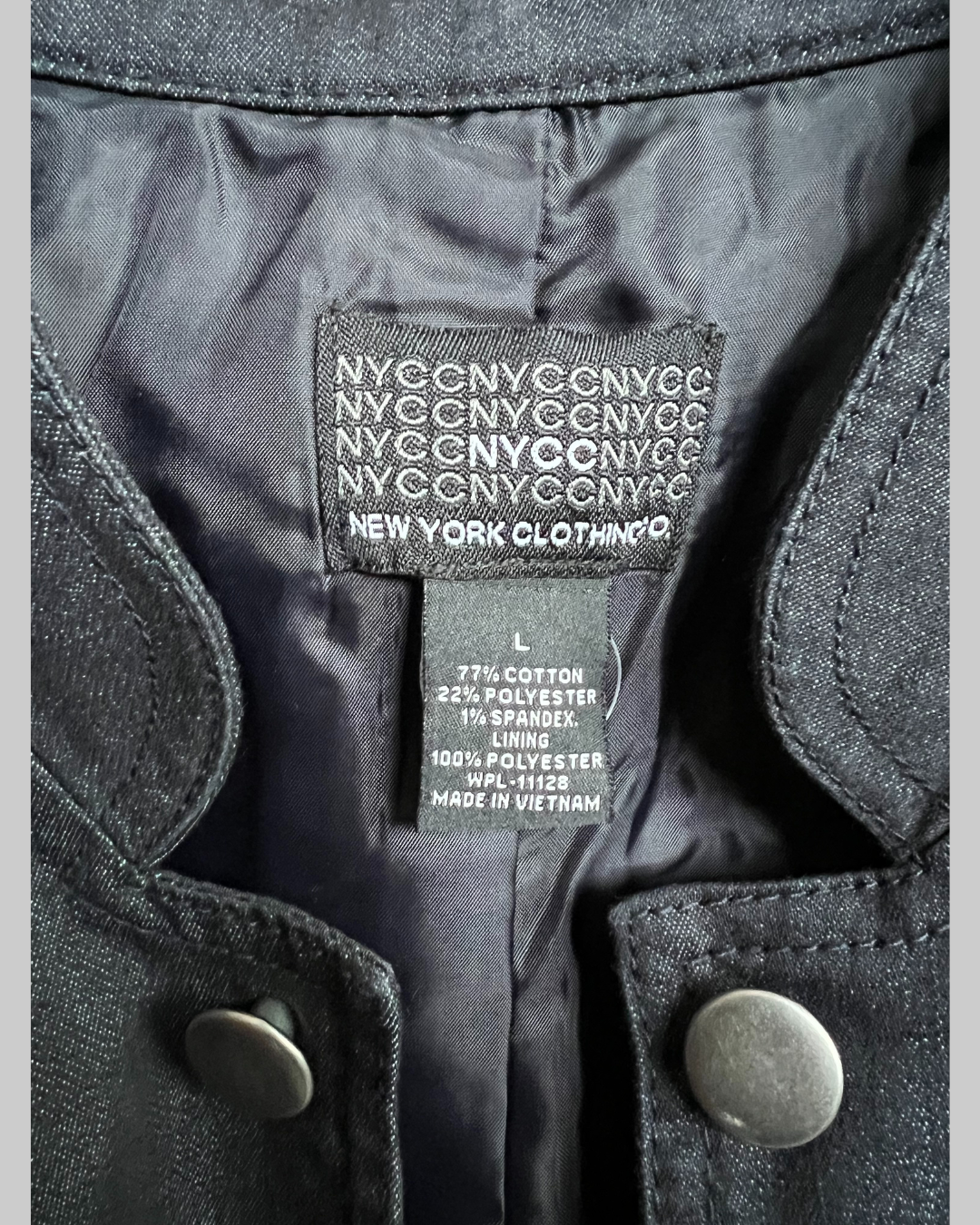 New York Clothing Co. Black Denim Style Top