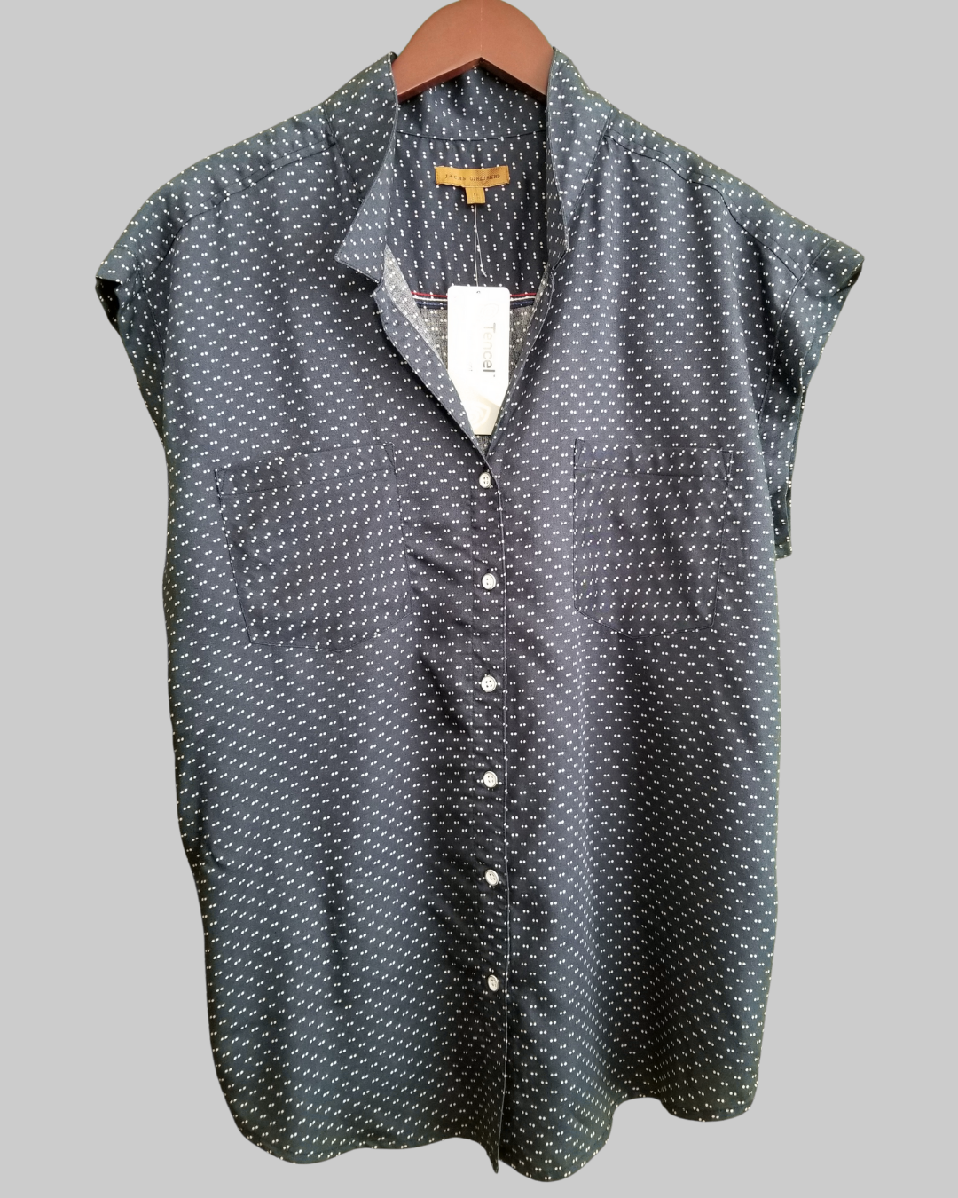 Jachs Girlfriend Button Down Prints Navy Blue Shirt