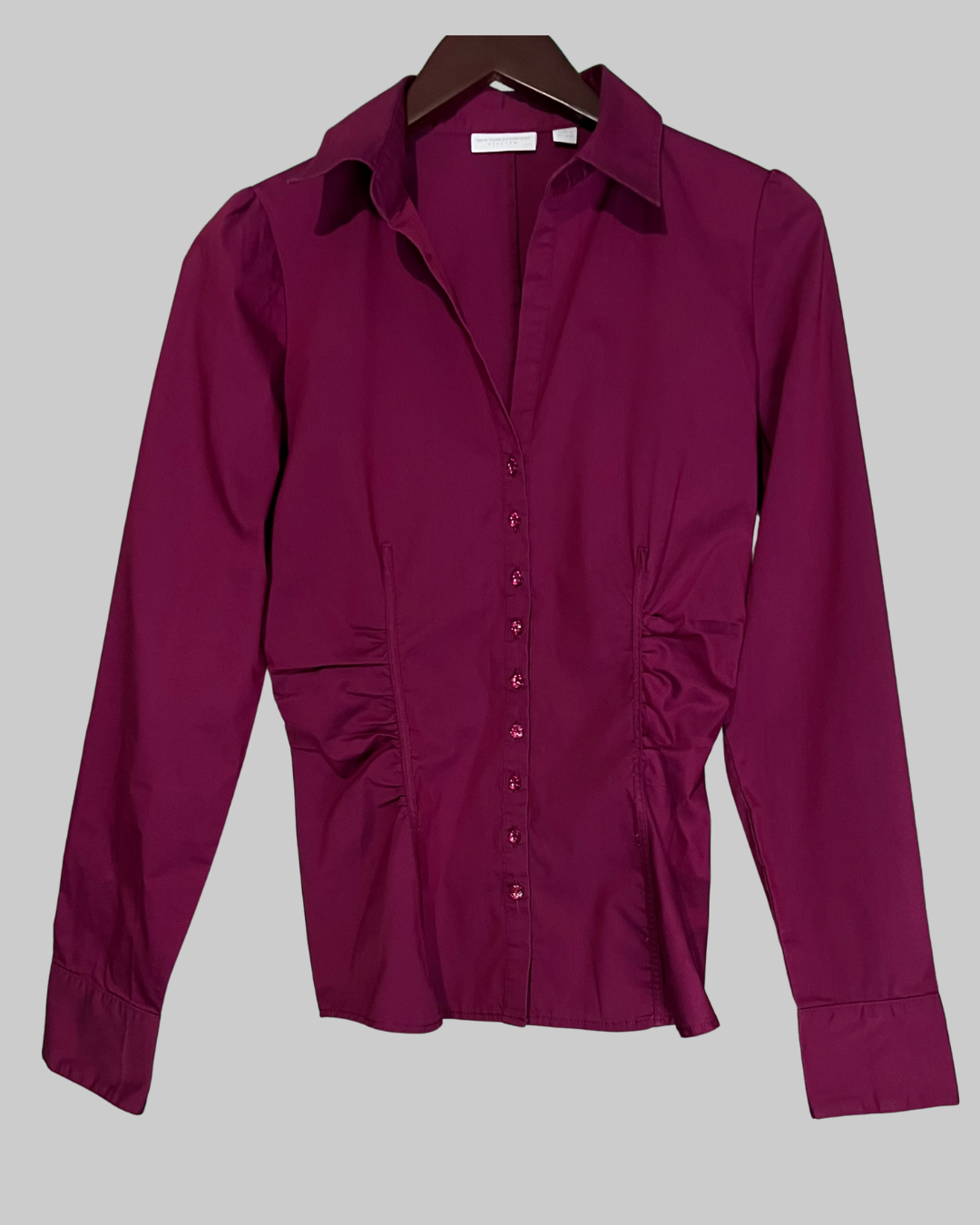 New York & Company Women Burgundy Shirt