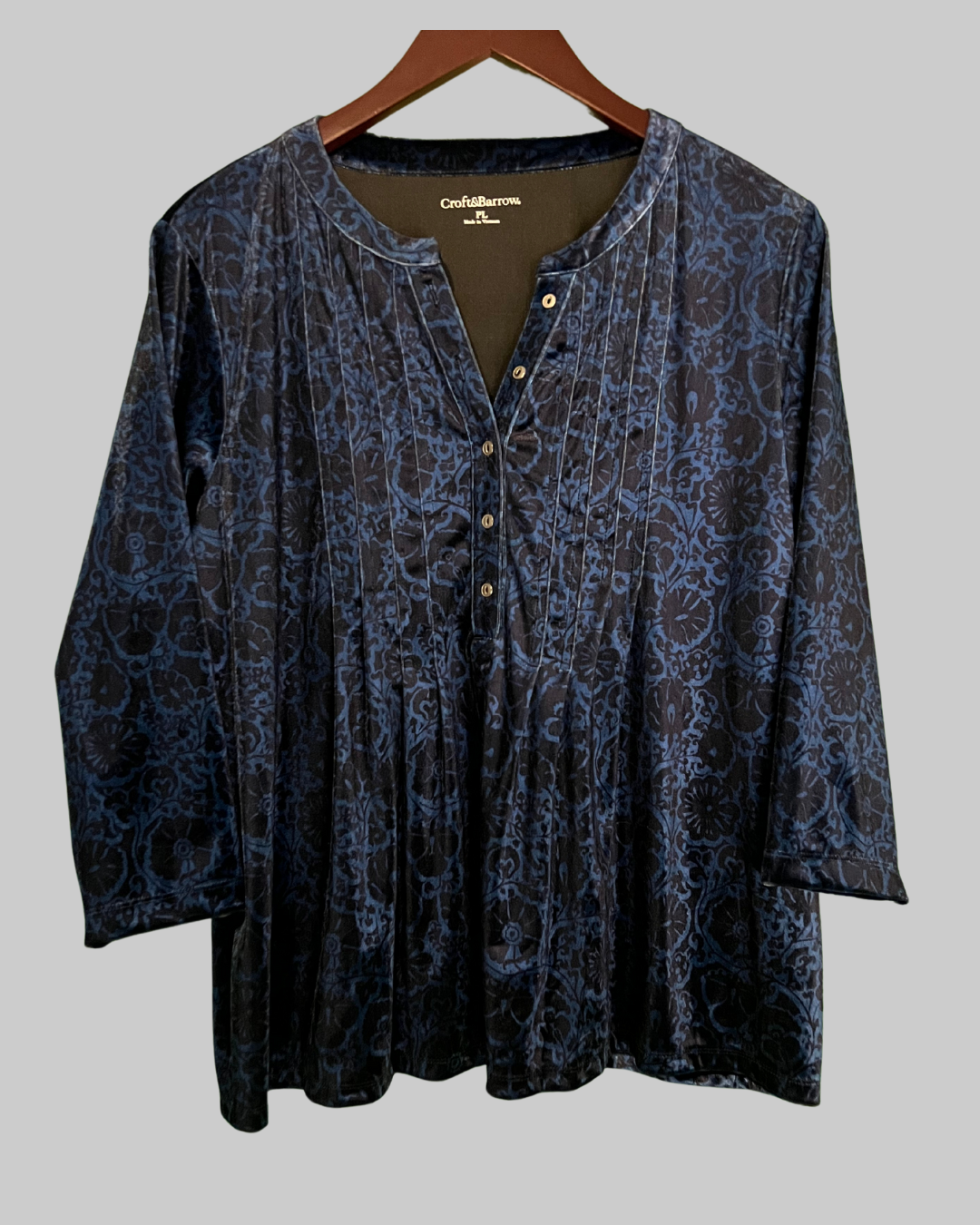 Croft & Barrow Pleated Velvet Blouse