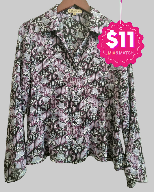 Notations Multi Colored Long Sleeve Blouse