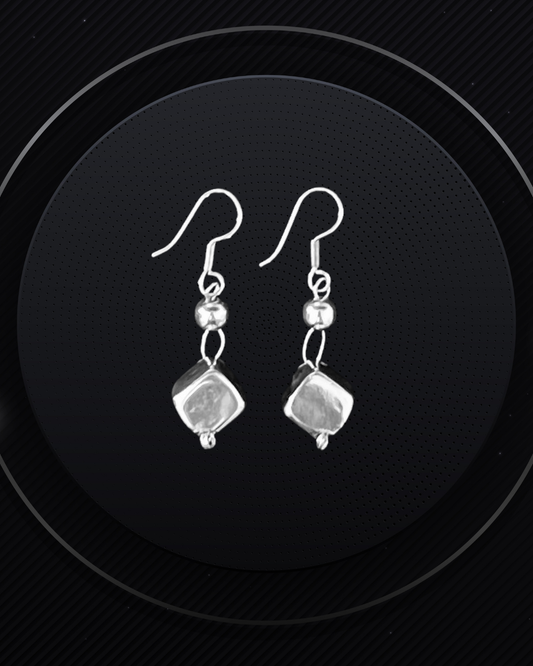 925 Silver Cube Drop Dangling Earrings