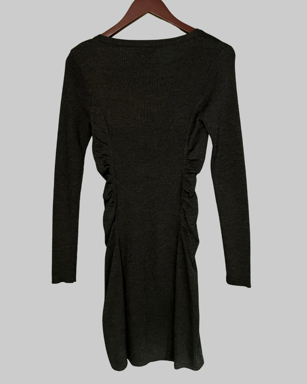 Calvin Klein Ribbed Ruched Sides Bodycon Sweater Dress