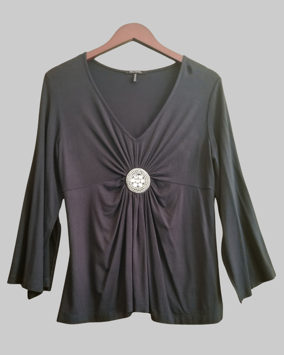 Daisy Fuentes Black V-Neck Blouse