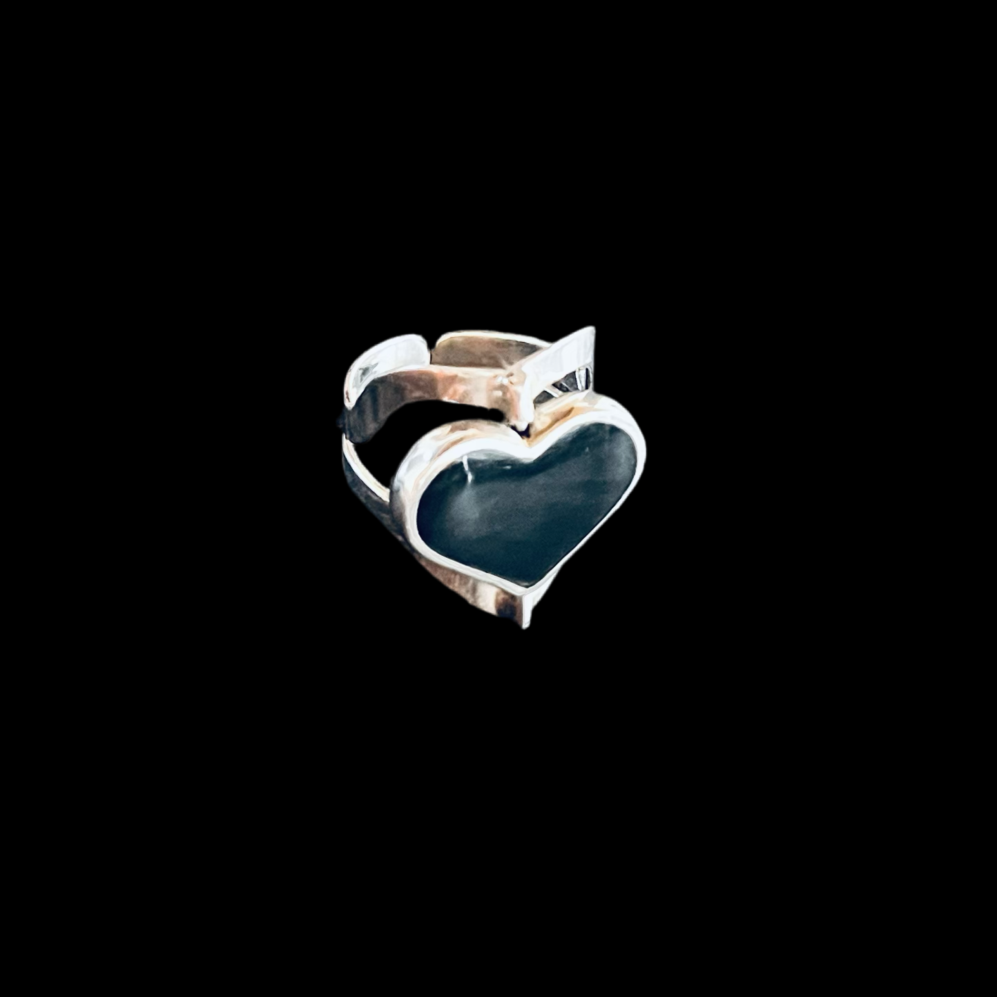 Heart Shape Reversible Black & Yellow Gemstone 950 Pure Sterling Silver Ring