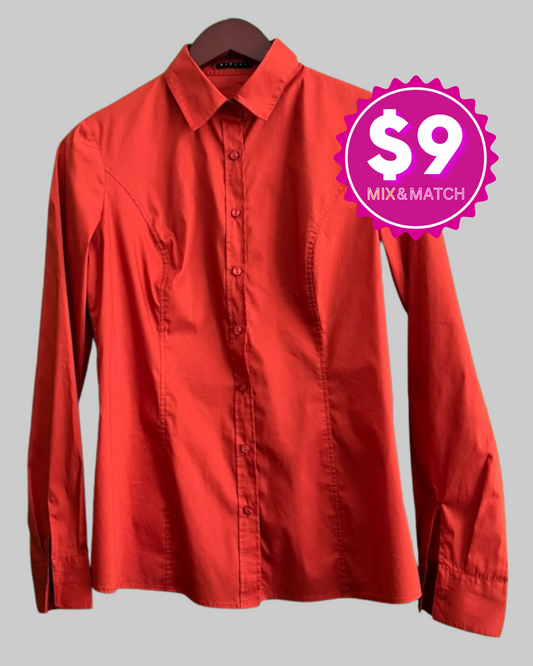 Sisley Long Sleeve Solid Orange Shirt