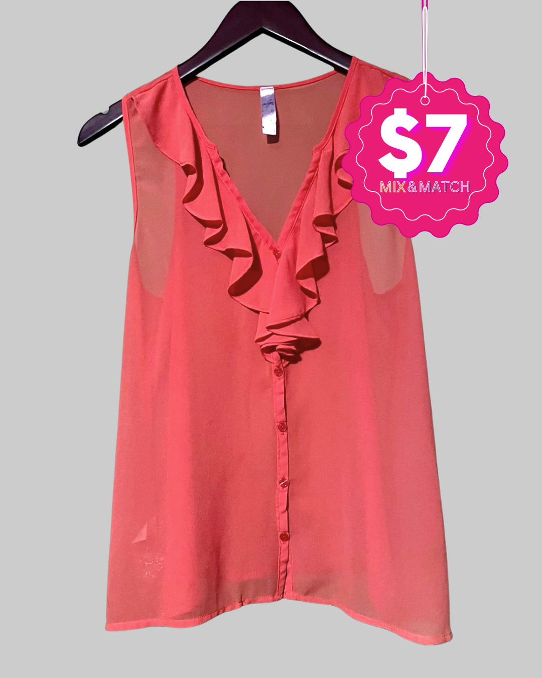 Alya Sheer Orange Sleeveless Top