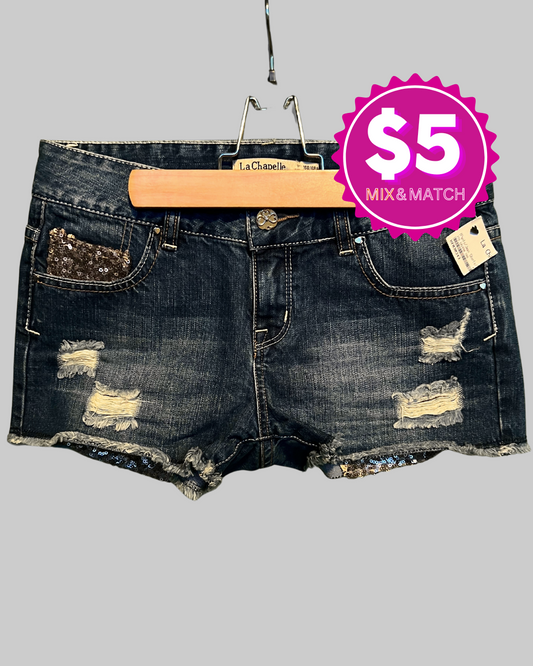 La Chapelle Blue Denim Skort Shorts