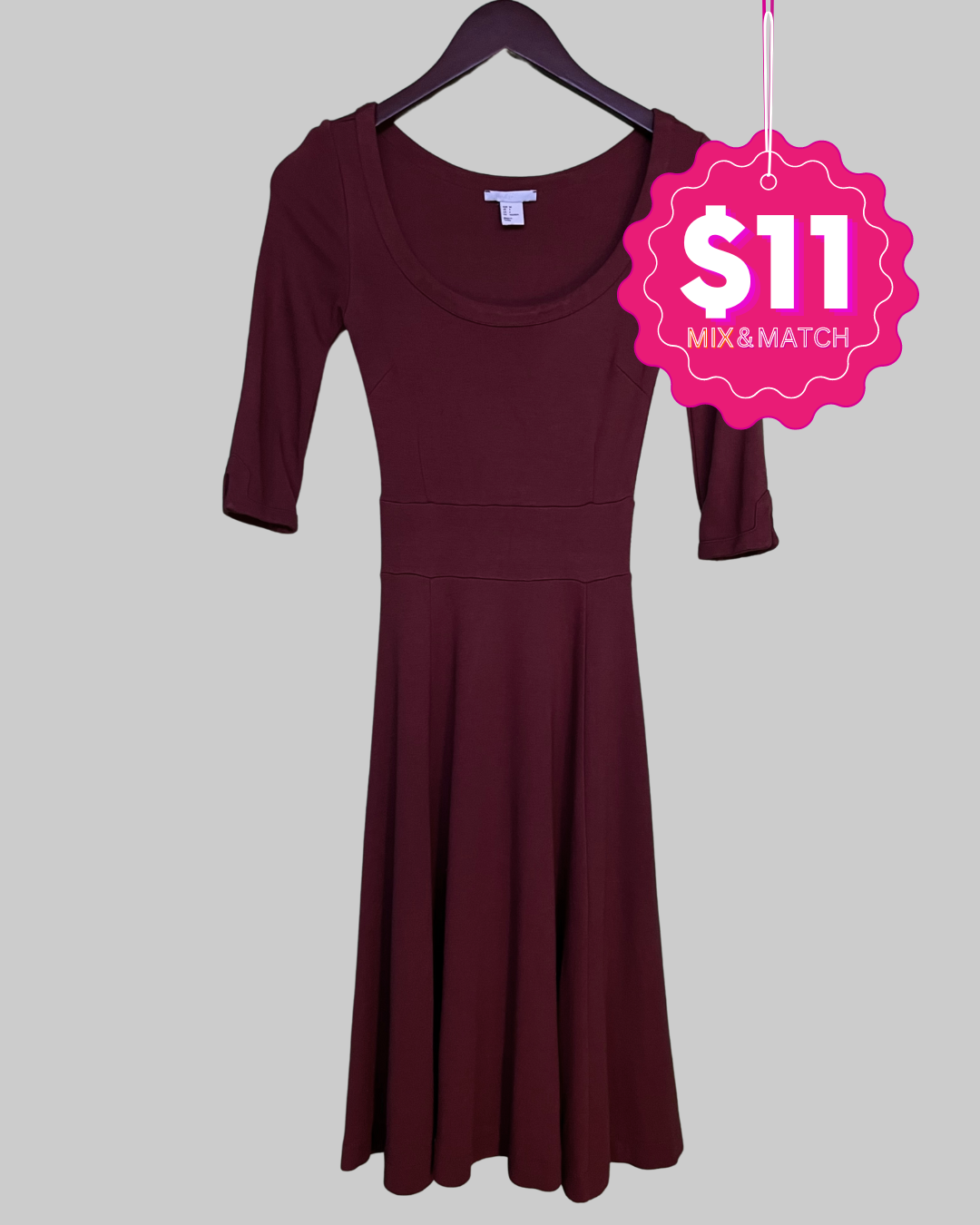 H&M 3/4 Sleeve Midi Dress