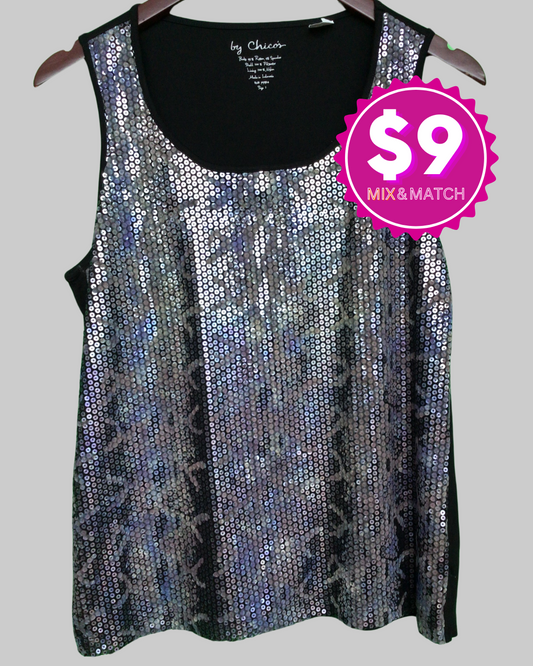 Chico's Sleeveless Sequined Tank Top