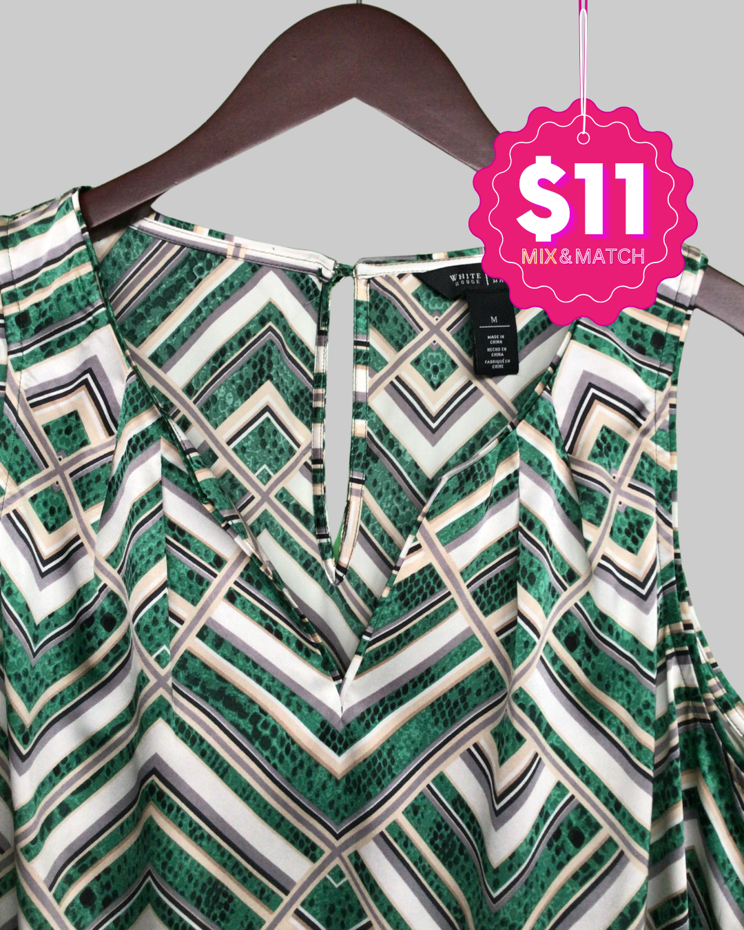 White House | Black Market Geometric Sleeveless Blouse