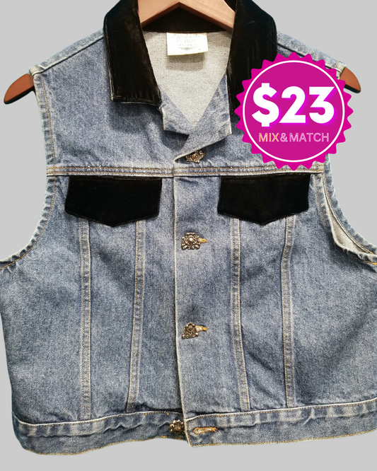 Denim Vest with Embellishments by Elizabeth and Company