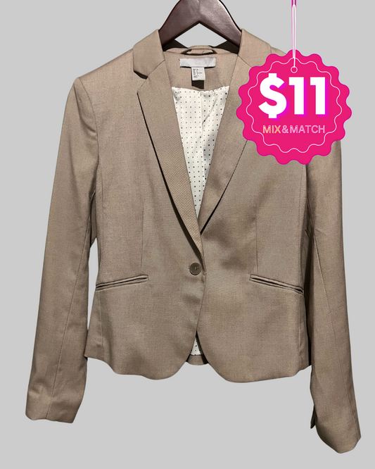 H&M Women's Beige Tan Fitted Blazer