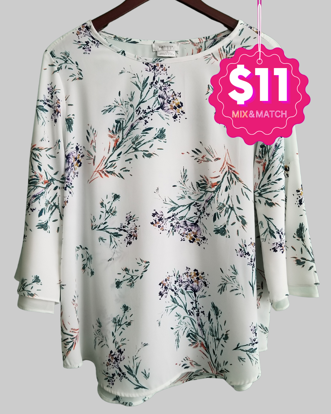 VAN HEUSEN 3/4 Sleeve Floral Blouse