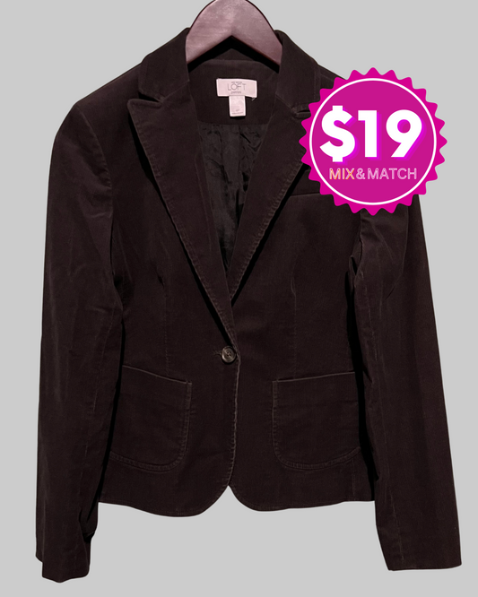 Ann Taylor LOFT Women's Brown Corduroy Blazer