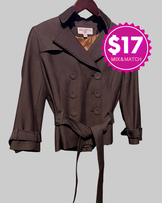 Sharagano Women's Brown Suits Double-Breasted Jacket