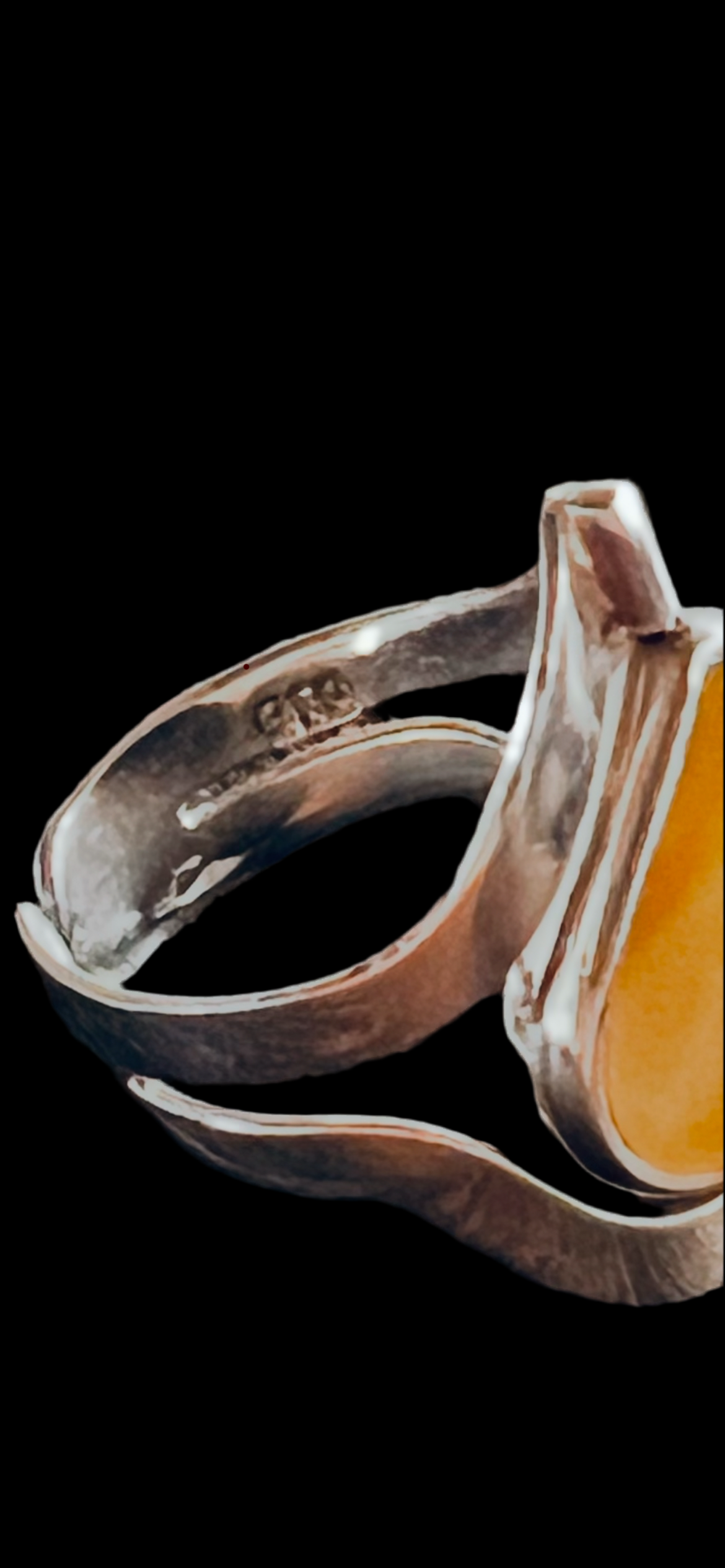 Heart Shape Reversible Black & Yellow Gemstone 950 Pure Sterling Silver Ring