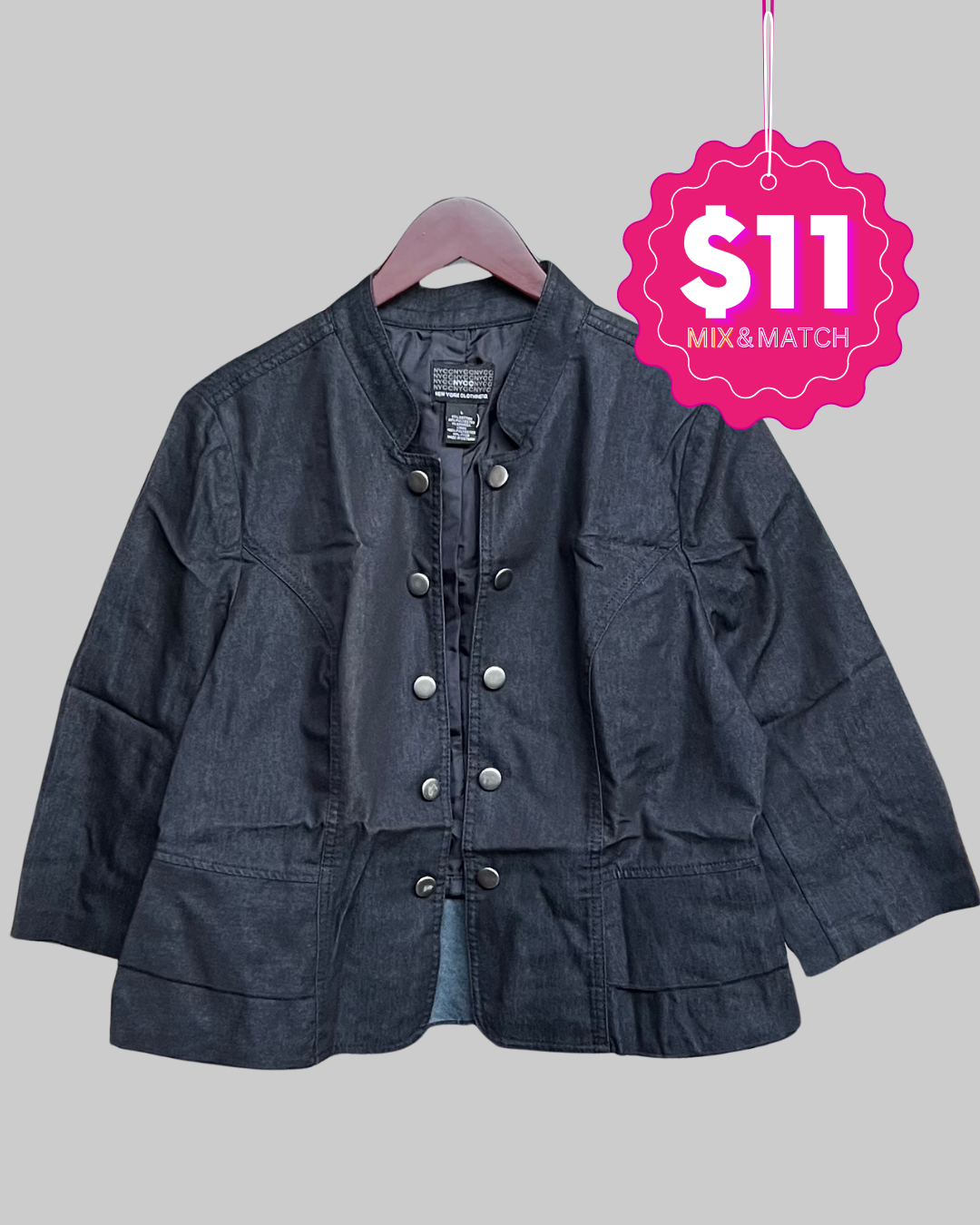 New York Clothing Co. Black Denim Style Top