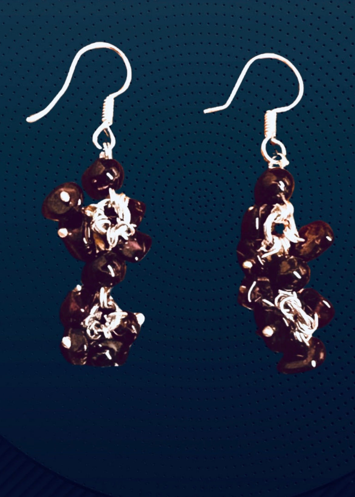 925 Pure Sterling Silver Garnet Stone Dangling Earrings