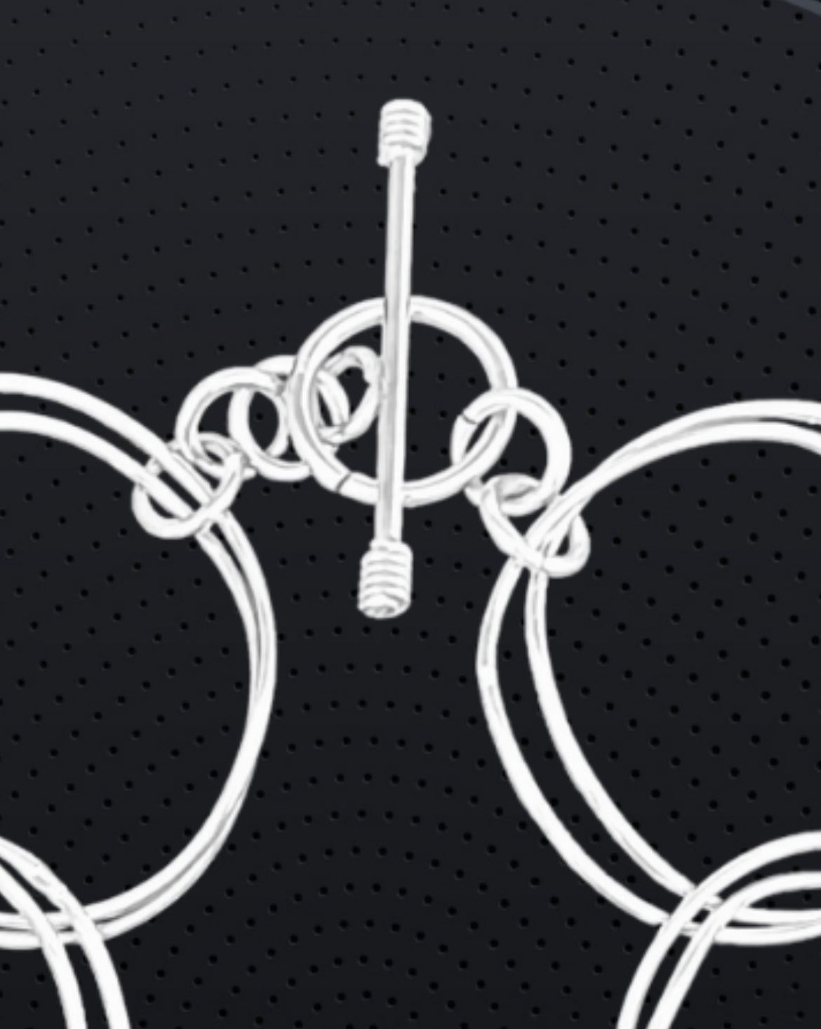 Geometric Circle Chain Sterling Silver Bracelet