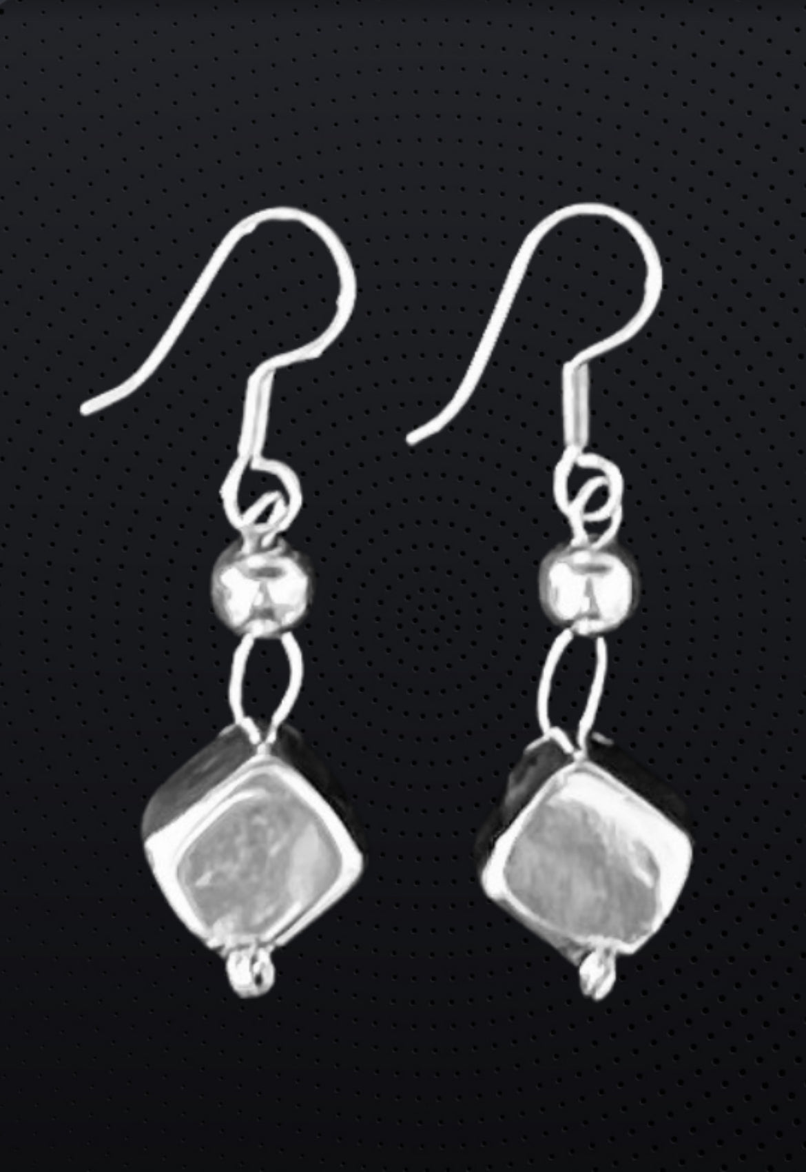 925 Silver Cube Drop Dangling Earrings