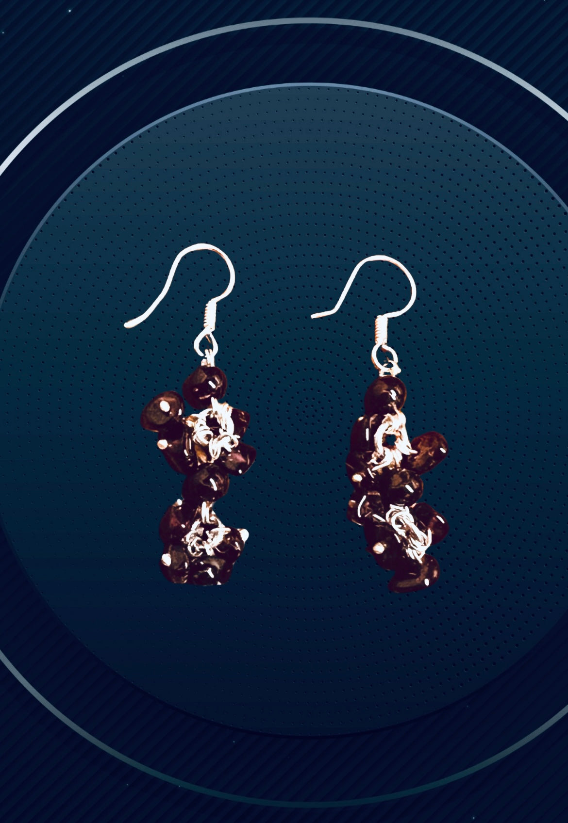 925 Pure Sterling Silver Garnet Stone Dangling Earrings