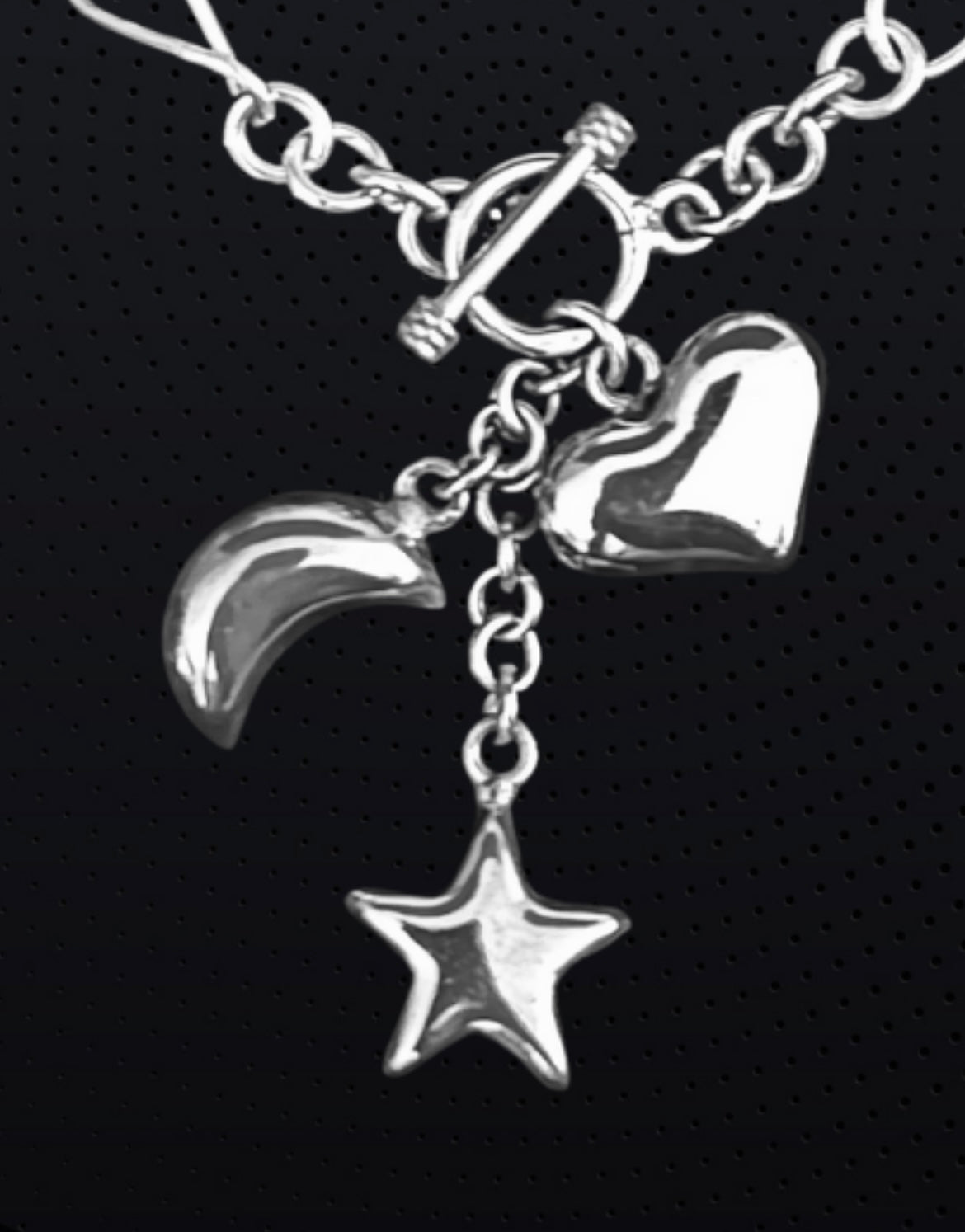 Timeless 925 Sterling Silver Link Bracelet with Heart, Star, and Moon Charms