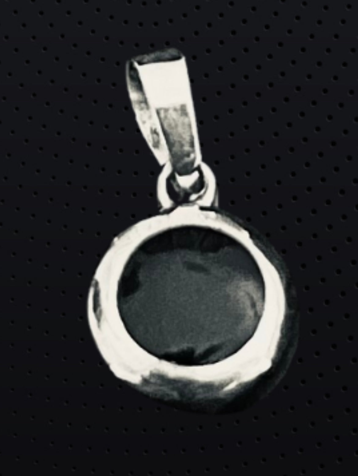 Minimalist Sterling Silver and Onyx Round Earrings and Pendant