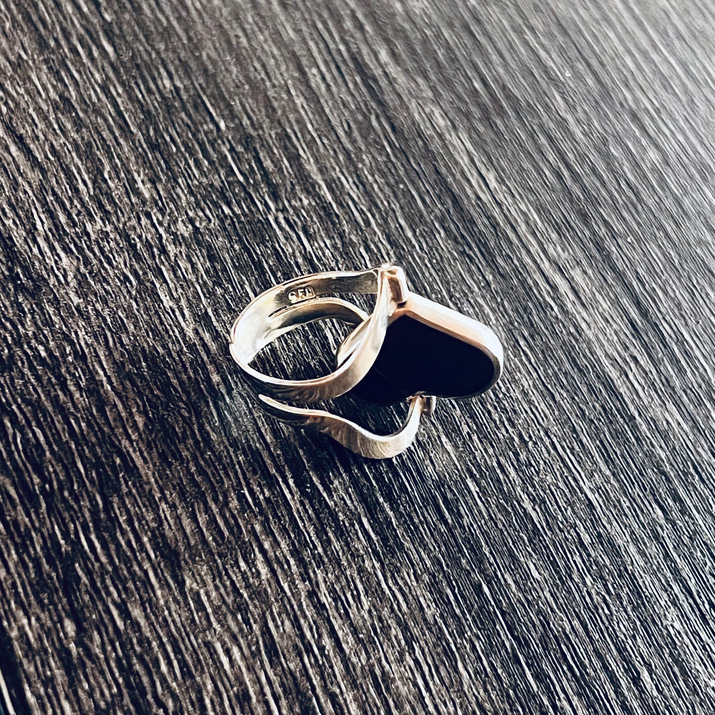 Heart Shape Reversible Black & Yellow Gemstone 950 Pure Sterling Silver Ring