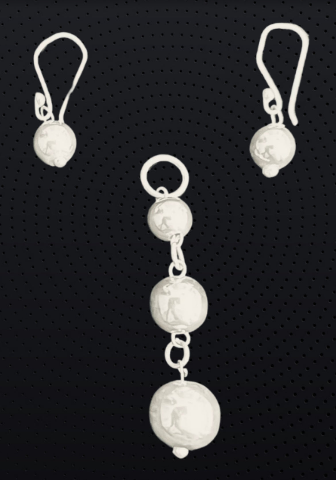 925 Sterling Silver Dangling Earrings & Pendant Set